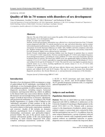 Quality of life in 70 women with disorders of sex development