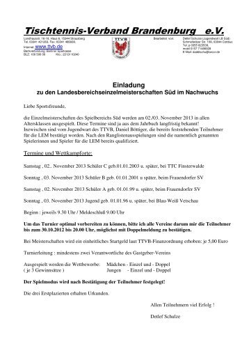 Einladung Tischtennis-Verband Brandenburg e.V. - TTVB.de