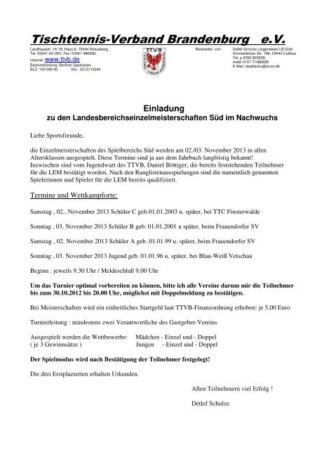 Einladung Tischtennis-Verband Brandenburg e.V. - TTVB.de