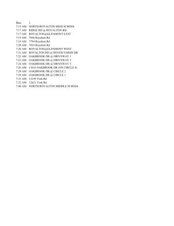 Middle School Bus Schedule 2012-2013 - North Royalton City Schools