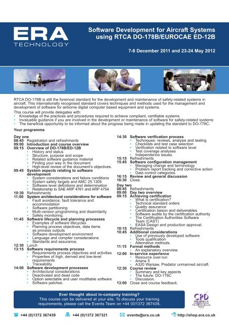 RTCA DO 178B, Software Development, aircraft, systems ...