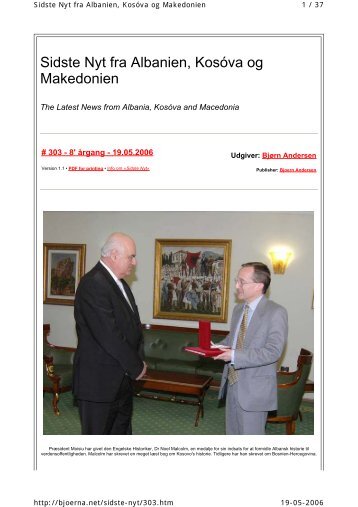 Sidste Nyt fra Albanien, KosÃ³va og Makedonien