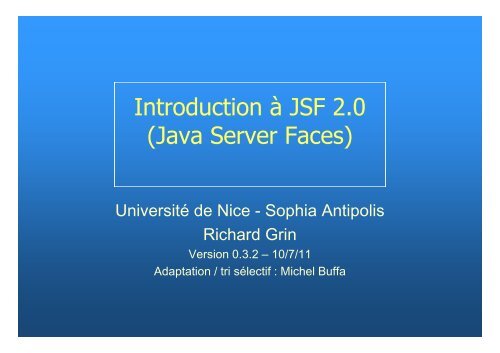 Introduction Ã  JSF 2.0 - MIAGE Nice Sophia Antipolis