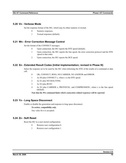 ISU AT Command Reference