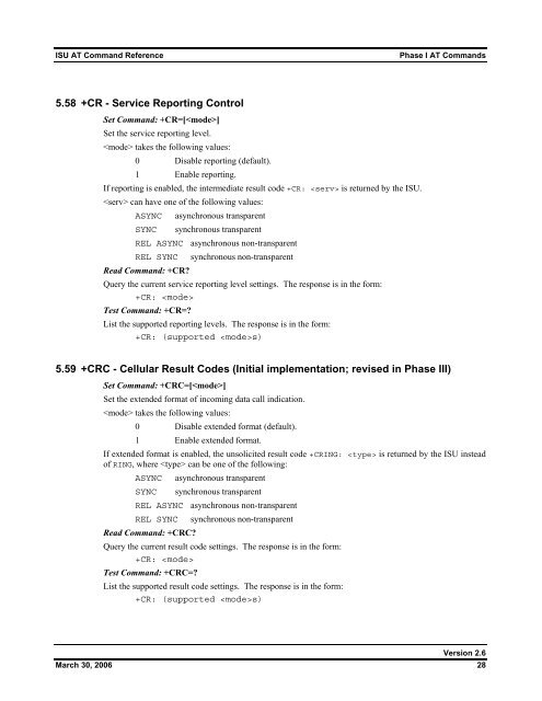 ISU AT Command Reference