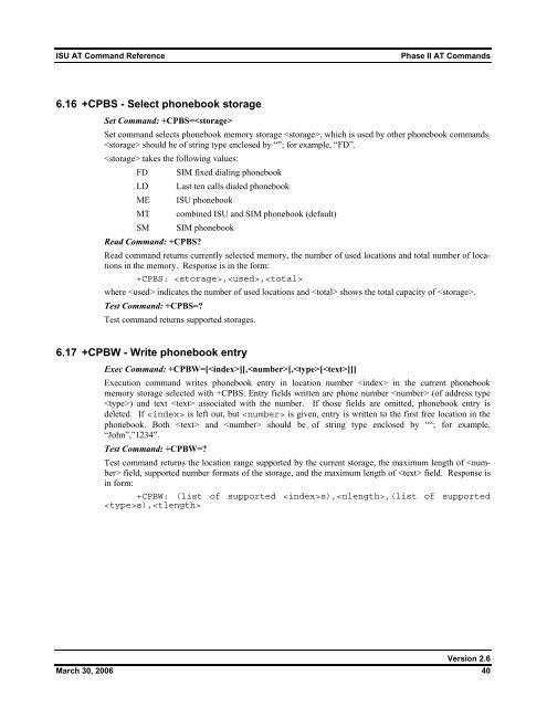 ISU AT Command Reference