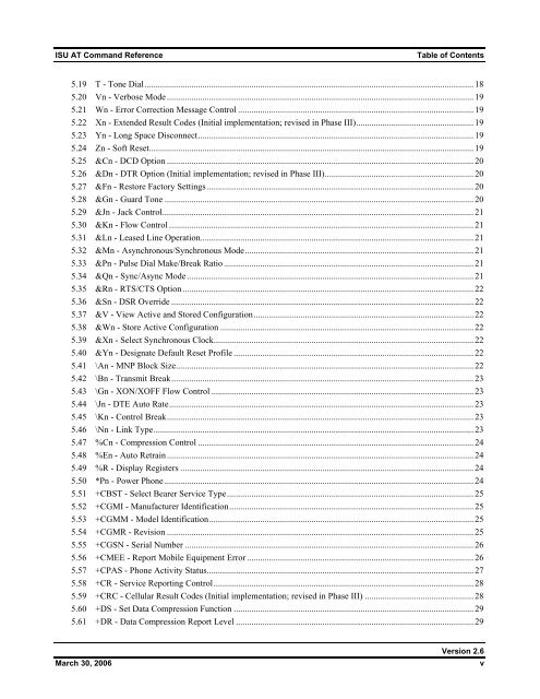 ISU AT Command Reference