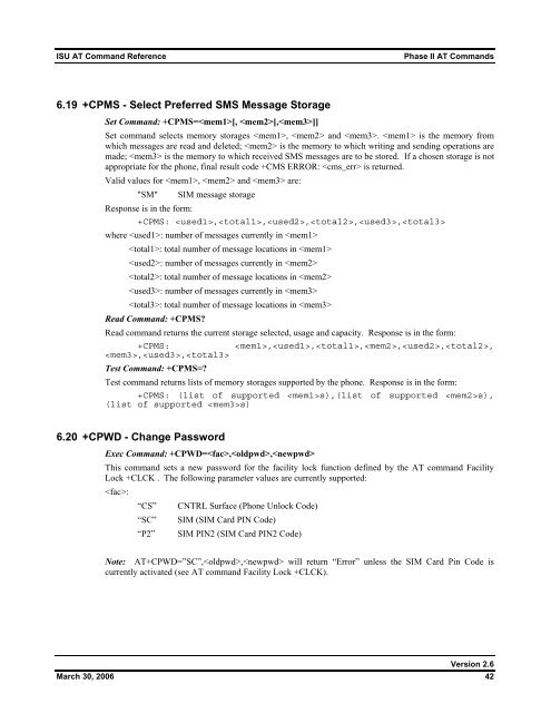 ISU AT Command Reference