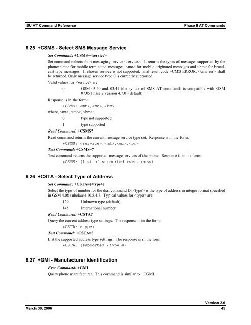 ISU AT Command Reference