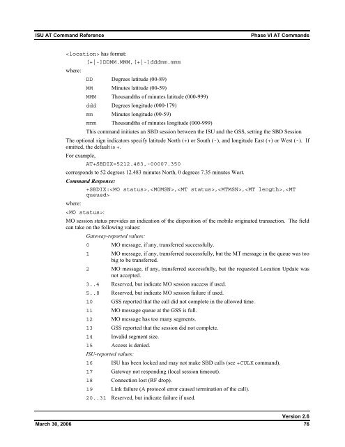 ISU AT Command Reference