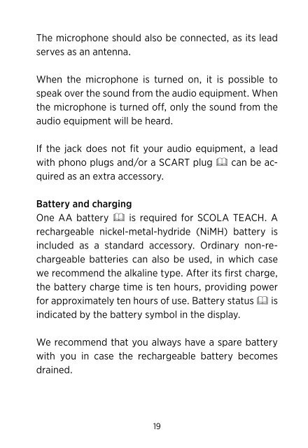 Users instructions SCOLA TEACH - Widex