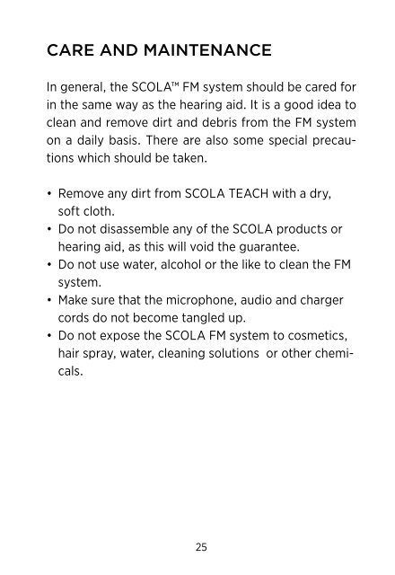 Users instructions SCOLA TEACH - Widex