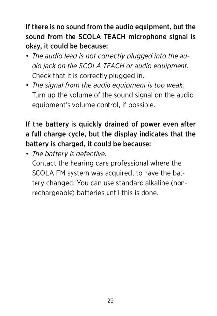 Users instructions SCOLA TEACH - Widex