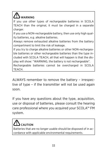 Users instructions SCOLA TEACH - Widex