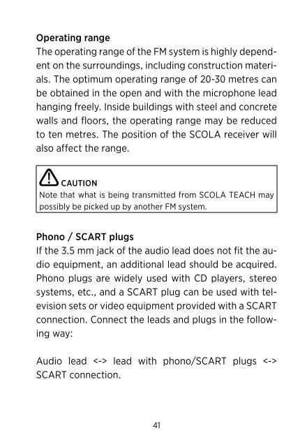 Users instructions SCOLA TEACH - Widex