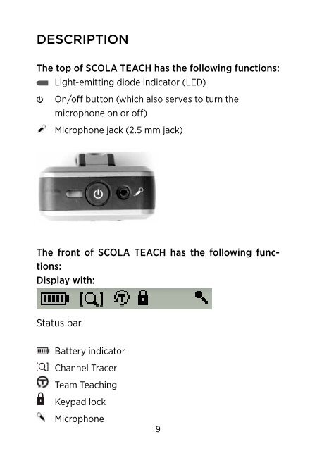 Users instructions SCOLA TEACH - Widex