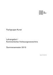 Fachgruppe Kunst Lehrangebot / Kommentiertes ...