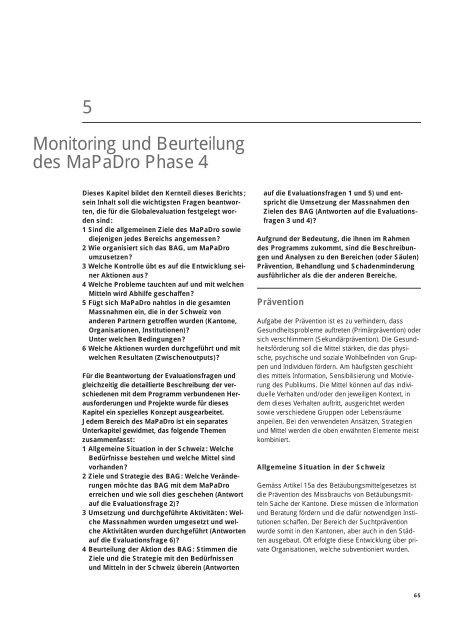 Globalevaluation des Massnahmenpakets des Bundes zur ... - IUMSP