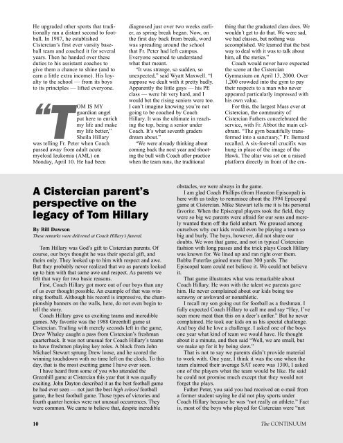 September 2000: "The Hillary Legacy" - Cistercian Preparatory School