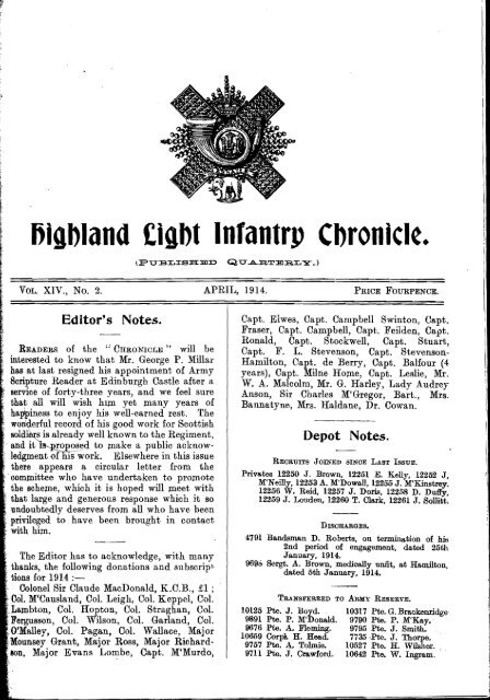 HLI Chronicle 1914 - The Royal Highland Fusiliers