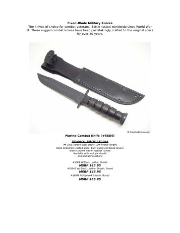 Fixed-Blade Military Knives - Collectors of Camillus