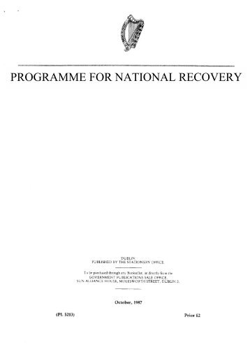 programme for national recovery - Department of Taoiseach