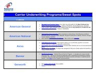 Carrier Underwriting Programs/Sweet Spots - Resource Brokerage