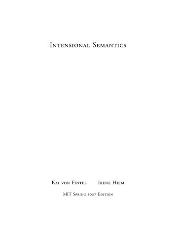 INTENsIONAl SEMANTIcs - University of Chicago