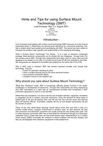 Hints and Tips for using Surface Mount Technology (SMT) - OoCities