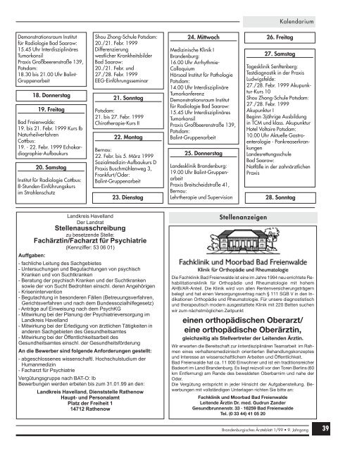 Brandenburgisches Ãrzteblatt 1/1999 - qs- nrw