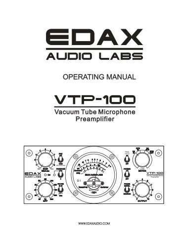 VTP-100 OPERATING MANUAL.cdr - Mastering Mansion