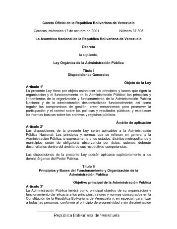 Ley Orgánica de la Administración Pública - Ministerio del Poder ...