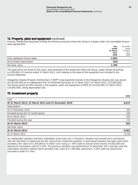 Annual Report & Accounts 2013 - Pinewood Studios
