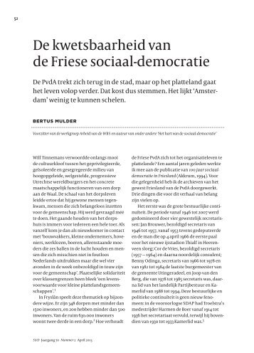 De kwetsbaarheid van de Friese sociaal-democratie