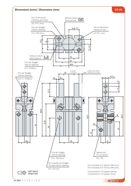 Pinza pneumatica a 2 griffe ad azione parallela ... - Tecnautomat