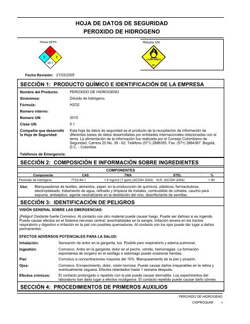 Peroxido de Hidrogeno - cisproquim