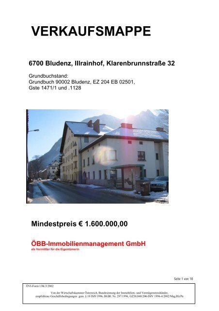form 1065 13k
VERKAUFSMAPPE 10 Bludenz, Illrainhof, Klarenbrunnstraße 10 form 1065 13k
VERKAUFSMAPPE 10 Bludenz, Illrainhof, Klarenbrunnstraße 10