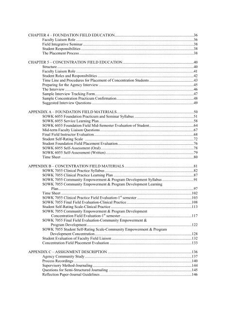 MSW Field Manual - School of Social Work at the University of Georgia