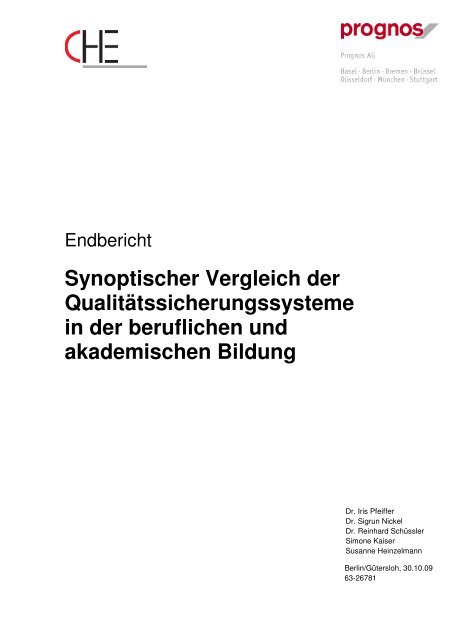 Synoptischer Vergleich der Qualitätssicherungssysteme in ... - Netz3L