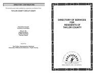 DIRECTORY OF SERVICES FOR RESIDENTS OF TAYLOR COUNTY