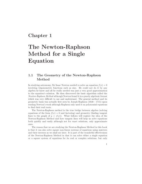 Principles of Linear Algebra With Maple The NewtonâRaphson ...