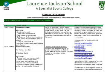 Year 11 Geography - Laurence Jackson School