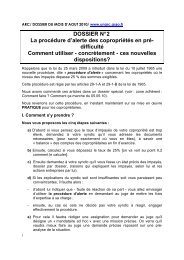 DOSSIER N° 2 La procédure d'alerte des copropriétés en ... - Unarc