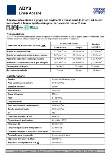 Scheda tecnica ADYS - Fassa Bortolo