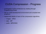 CUDA Compression - Progress - Stanford PPL