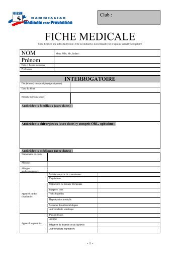 FICHE MEDICALE