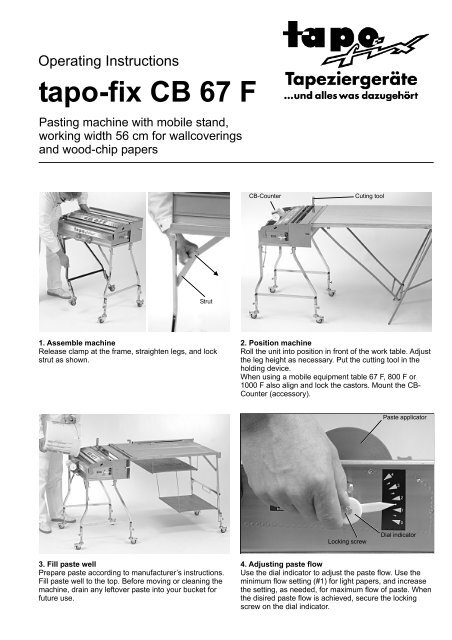 Using the paste machine CB 67 F as a table model - tapo-fix