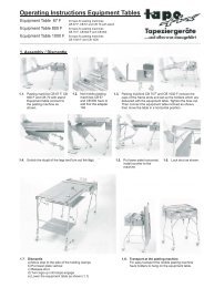 Operating Instructions Equipment Tables - tapo-fix