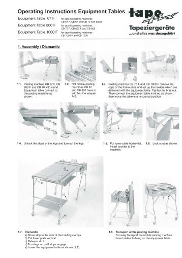 Operating Instructions Equipment Tables - tapo-fix