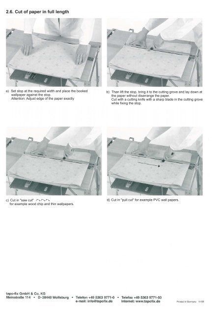 Operating Instructions Equipment Tables - tapo-fix